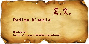 Radits Klaudia névjegykártya